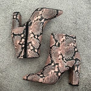 Vegan Pink Snake Print Booties